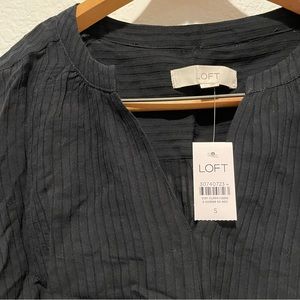 LOFT Long-sleeve Split Neck Textured Tunic Blouse